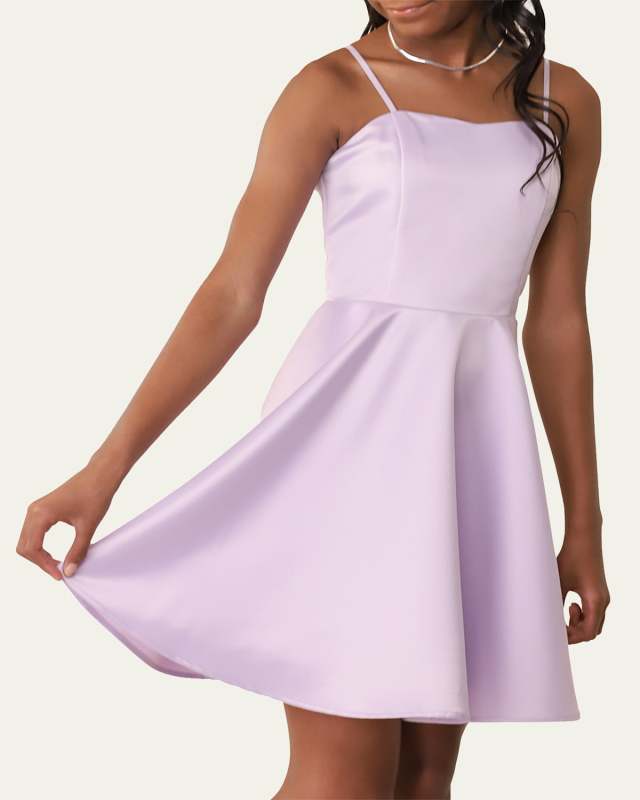 Girl's Solid Satin Sweetheart Dress, Size 7-20
