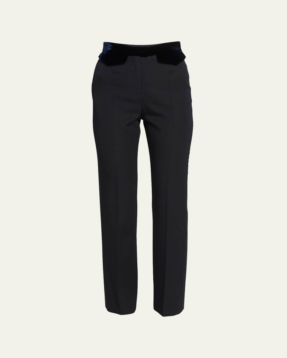 Wool Tuxedo Pants with Velvet Details