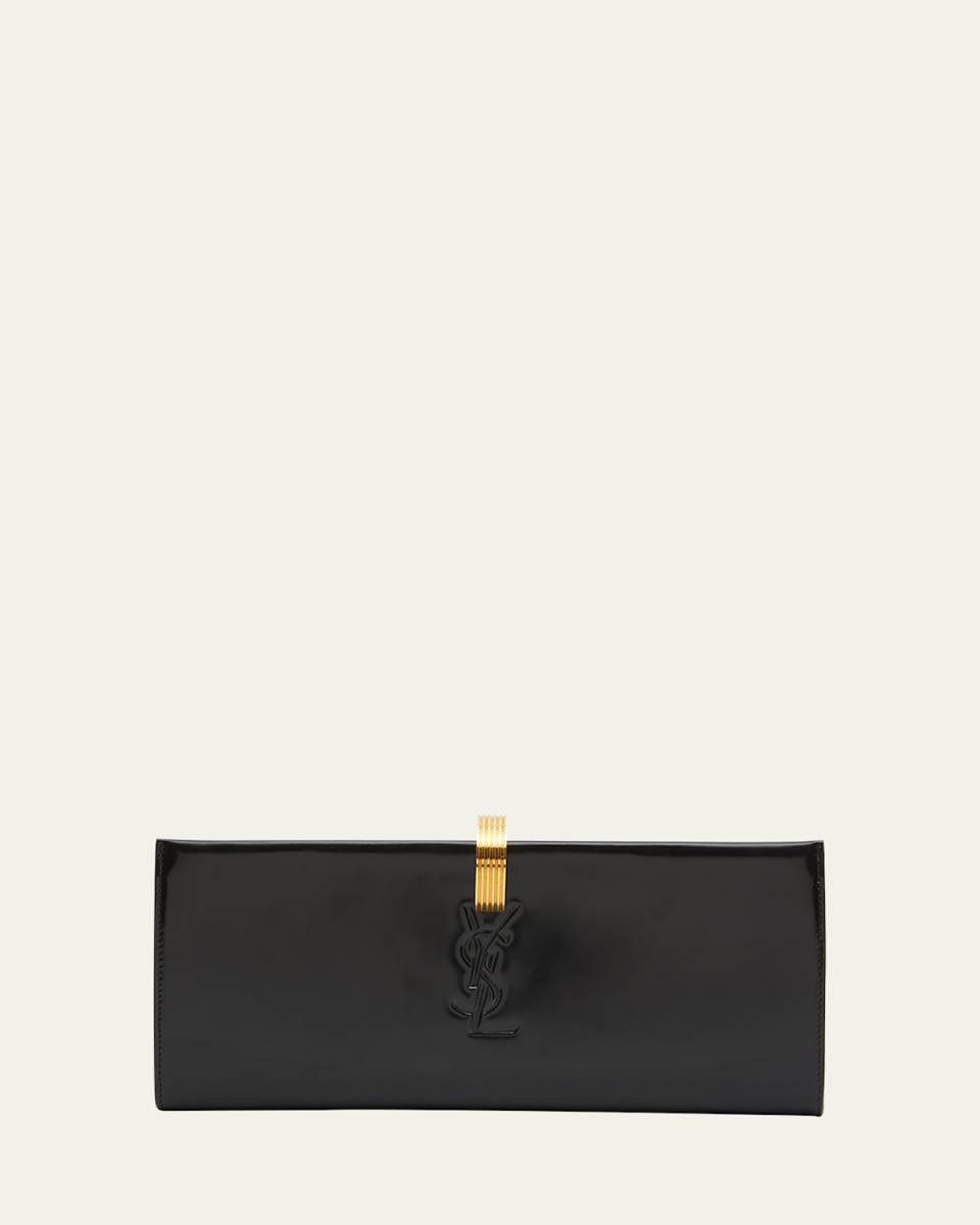 YSL Embossed Ring Closure Evening Clutch Bag in Patent Leather