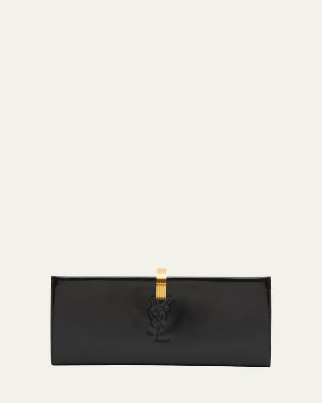 YSL Embossed Ring Closure Evening Clutch Bag in Patent Leather
