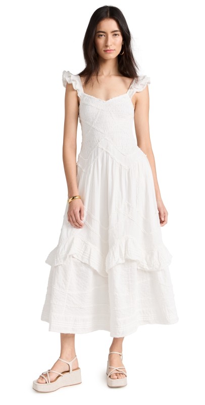 LoveShackFancy Brin Dress Bright White