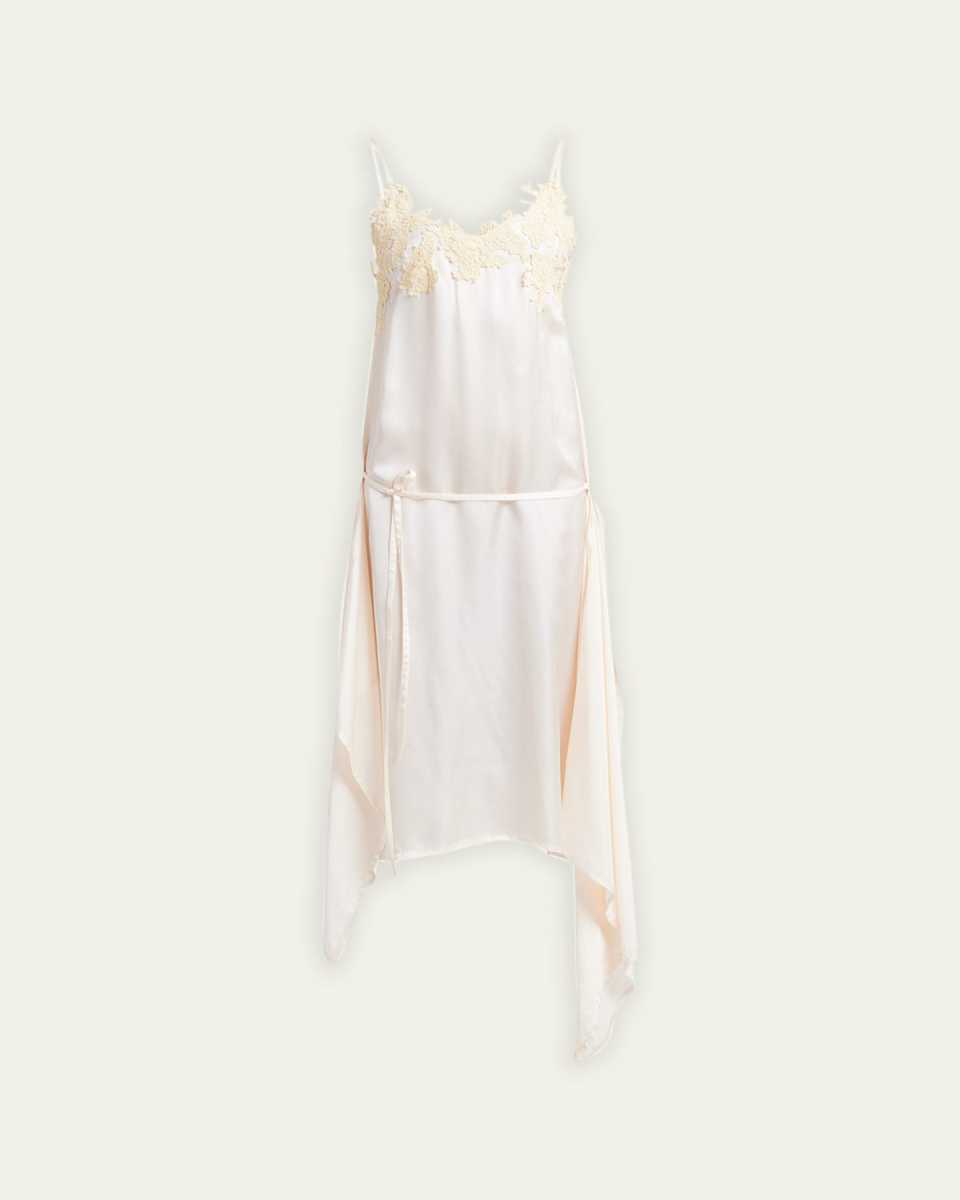 Floral Lace Self-Tie Slip Dress