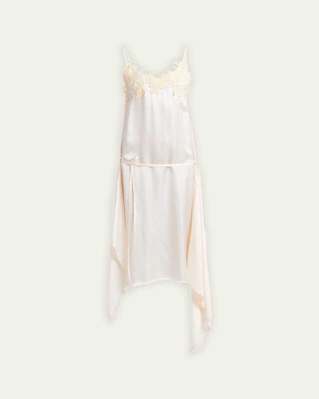 Floral Lace Self-Tie Slip Dress