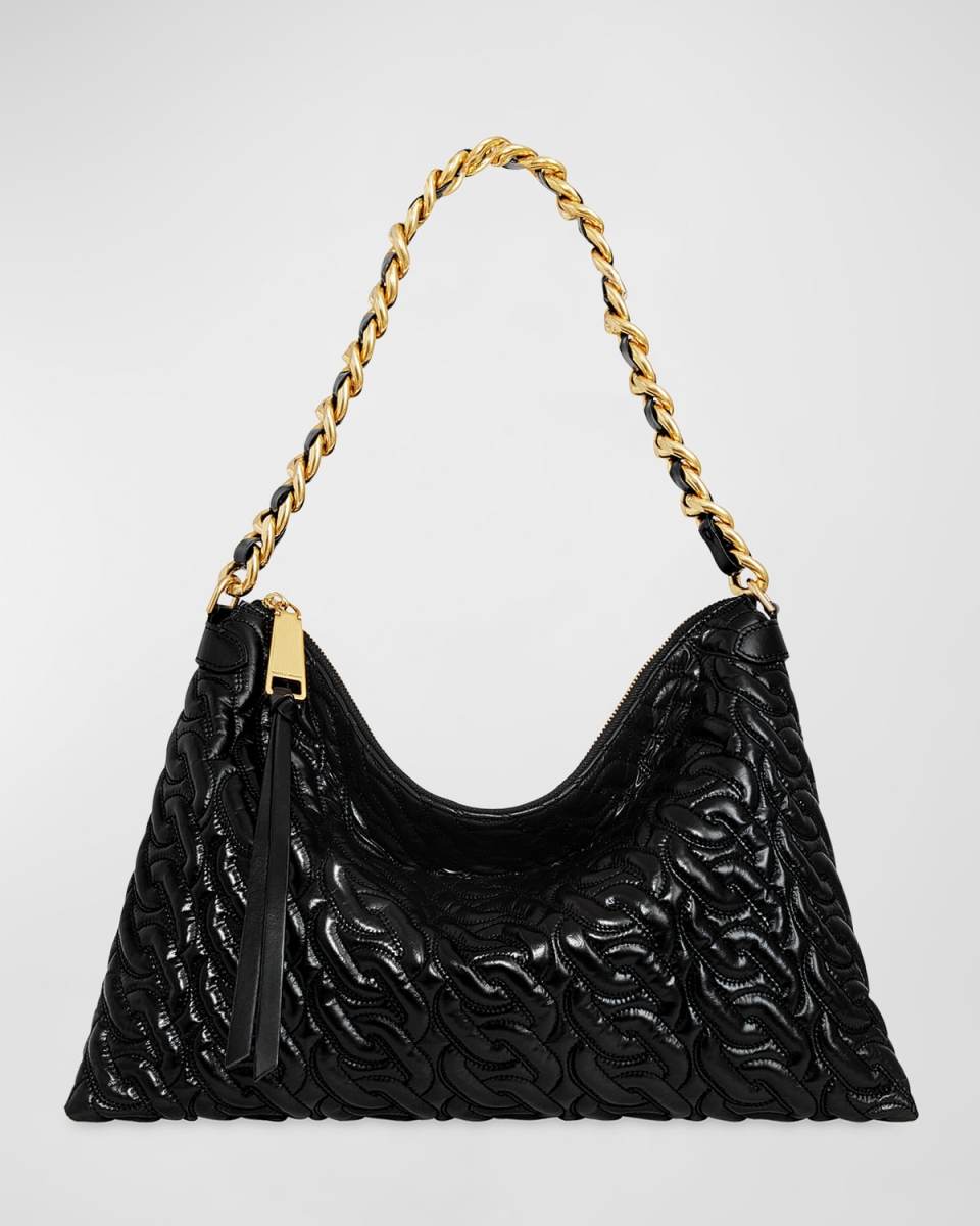 Edie Quilted Leather Chain Shoulder Bag