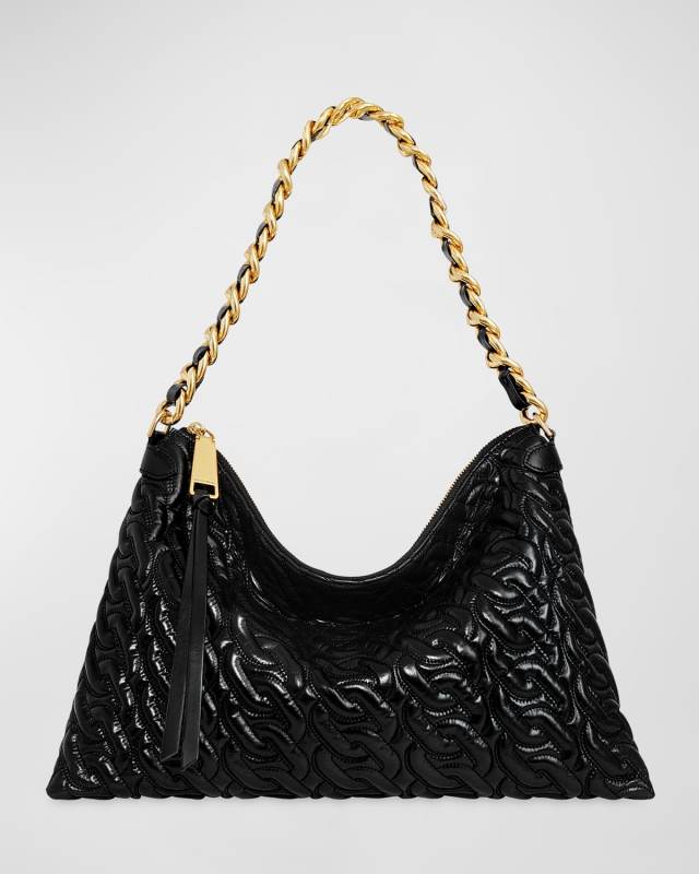 Edie Quilted Leather Chain Shoulder Bag