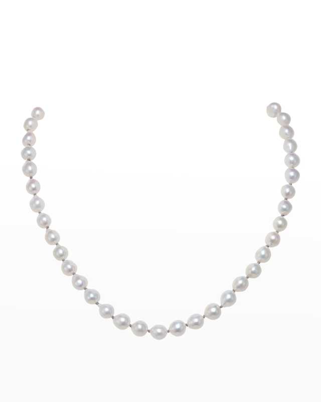 White Freshwater Pearl Necklace, 17"L