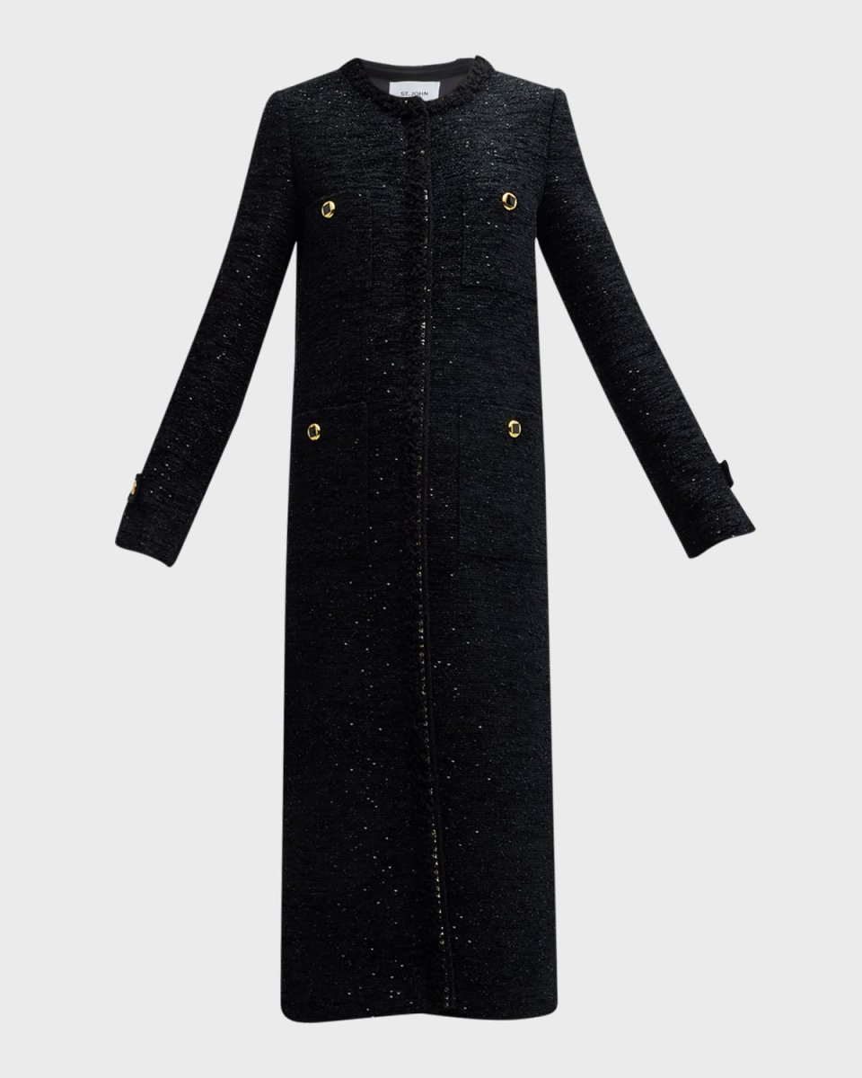 Fringed Sequin Chenile Long Top Coat