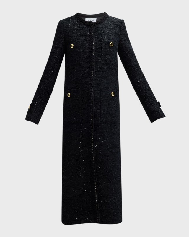 Fringed Sequin Chenile Long Top Coat