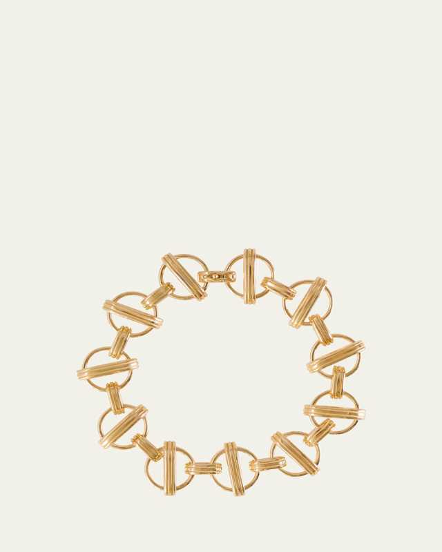 18K Gold Orbit Link Chain Bracelet, 7.25"