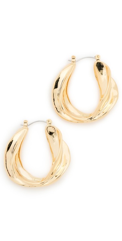 Kenneth Jay Lane Abstract Gold Hoops Gold