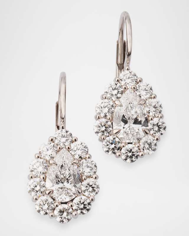 18K White Gold Pear Diamond Cluster Earrings