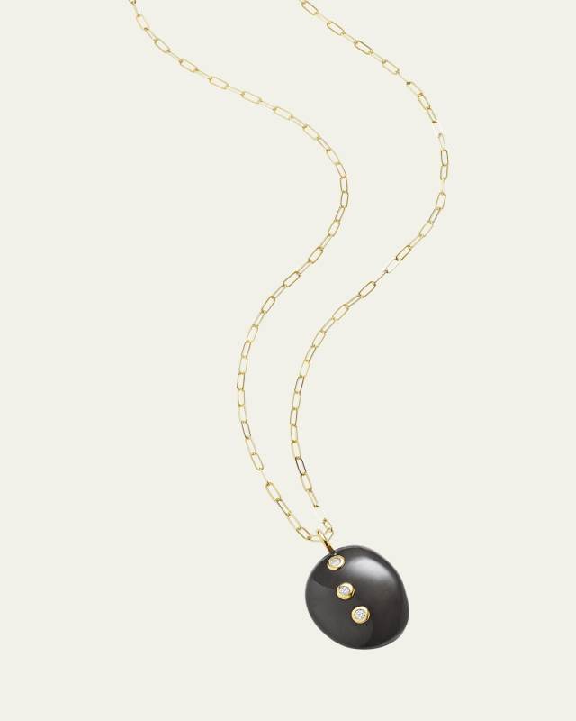 Starbursts Black Tourmaline Pendant Necklace with Diamonds