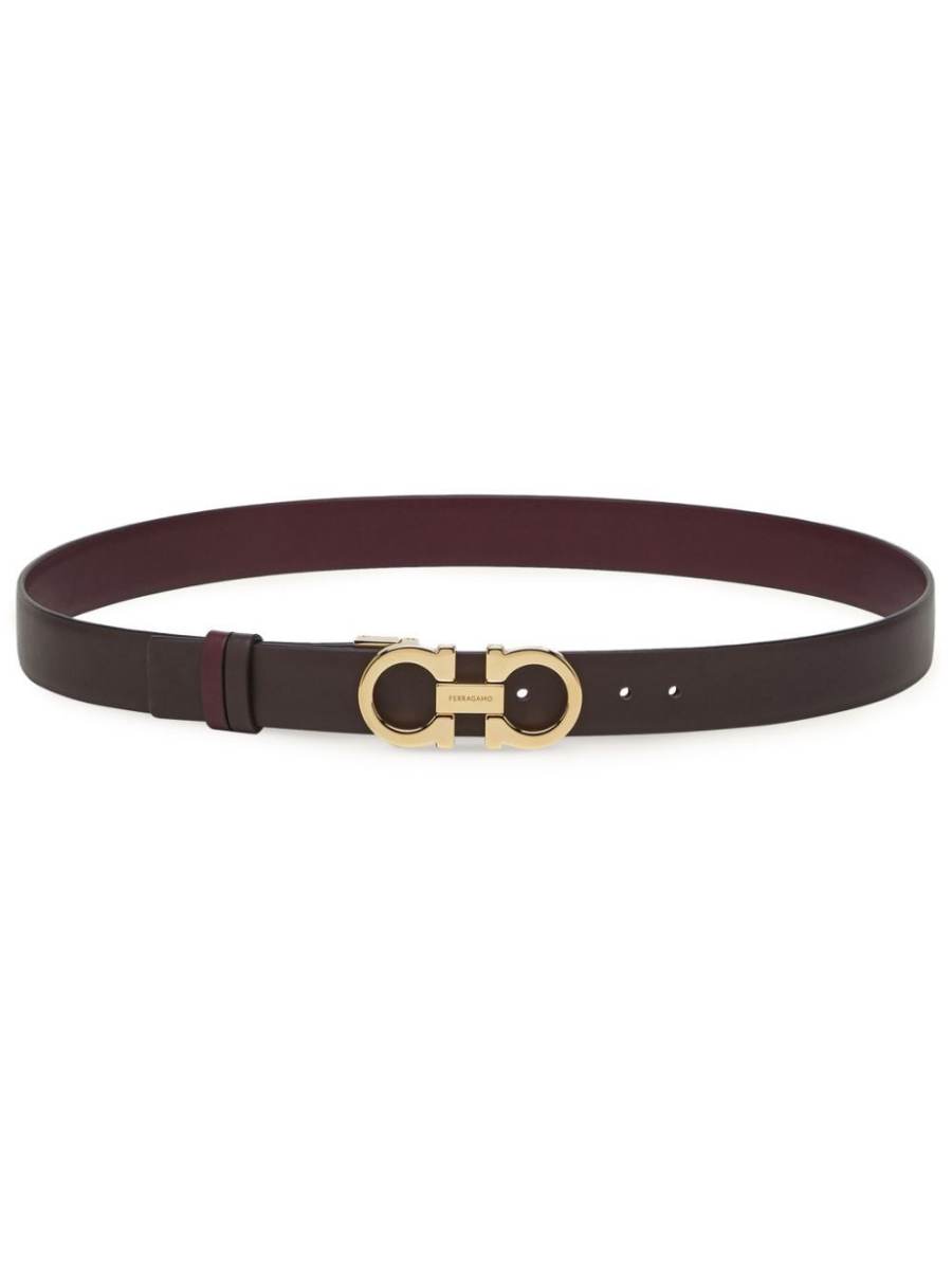 Gancini-buckle leather belt