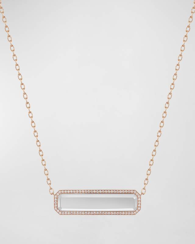 Belle Rose Gold East-West Rock Crystal Tablet Necklace