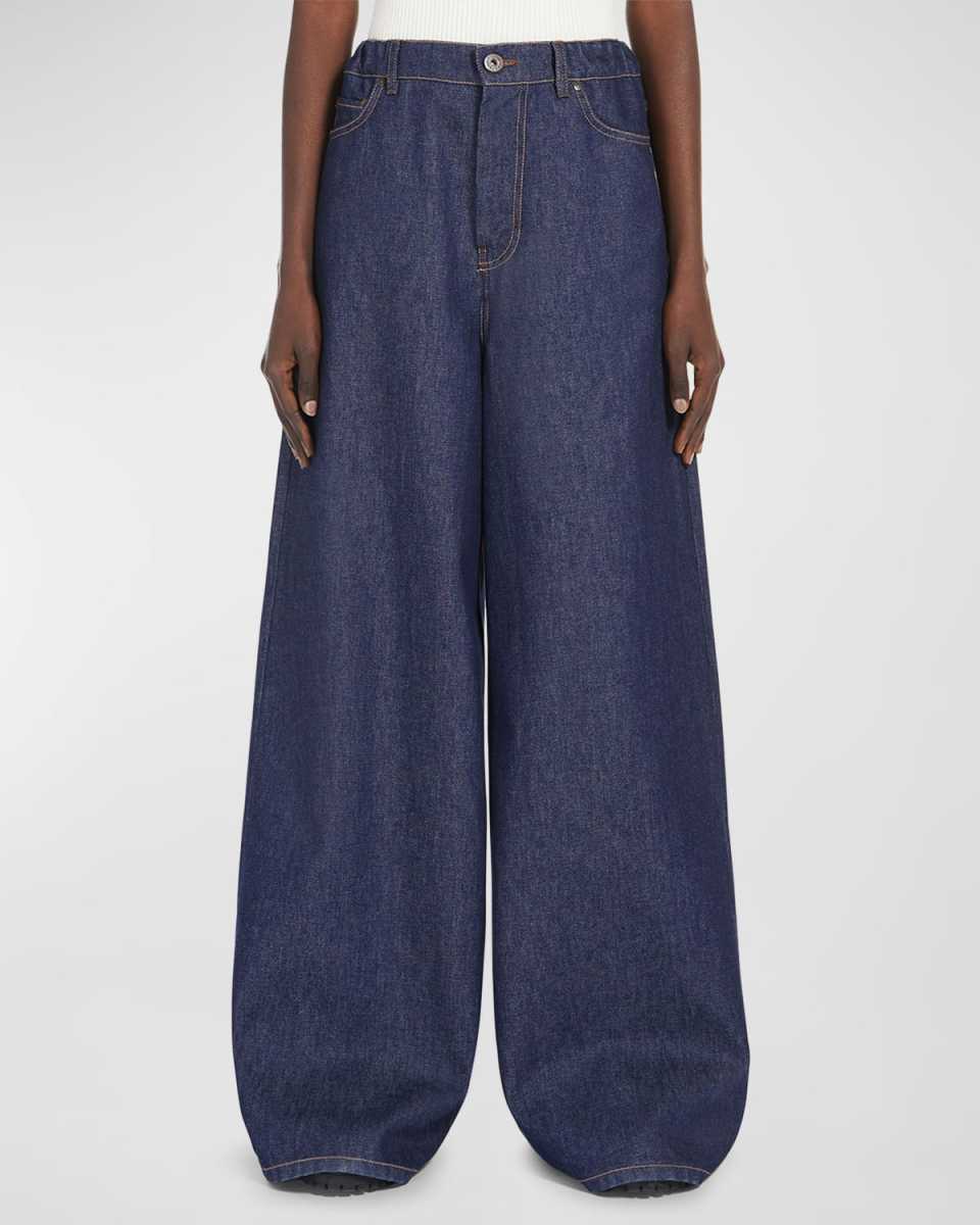 Malia Wide-Leg Cotton Denim Trousers