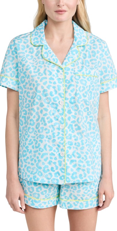 BedHead PJs Cotton Poplin Short Sleeve Shorty PJ Set Sea Bright Animal
