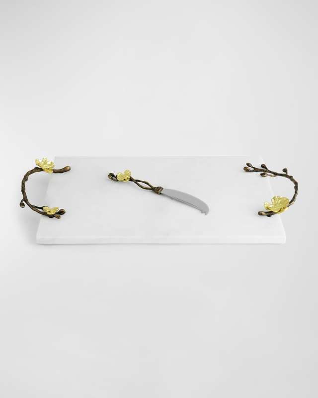 Gold Orchid Cheeseboard with Knife