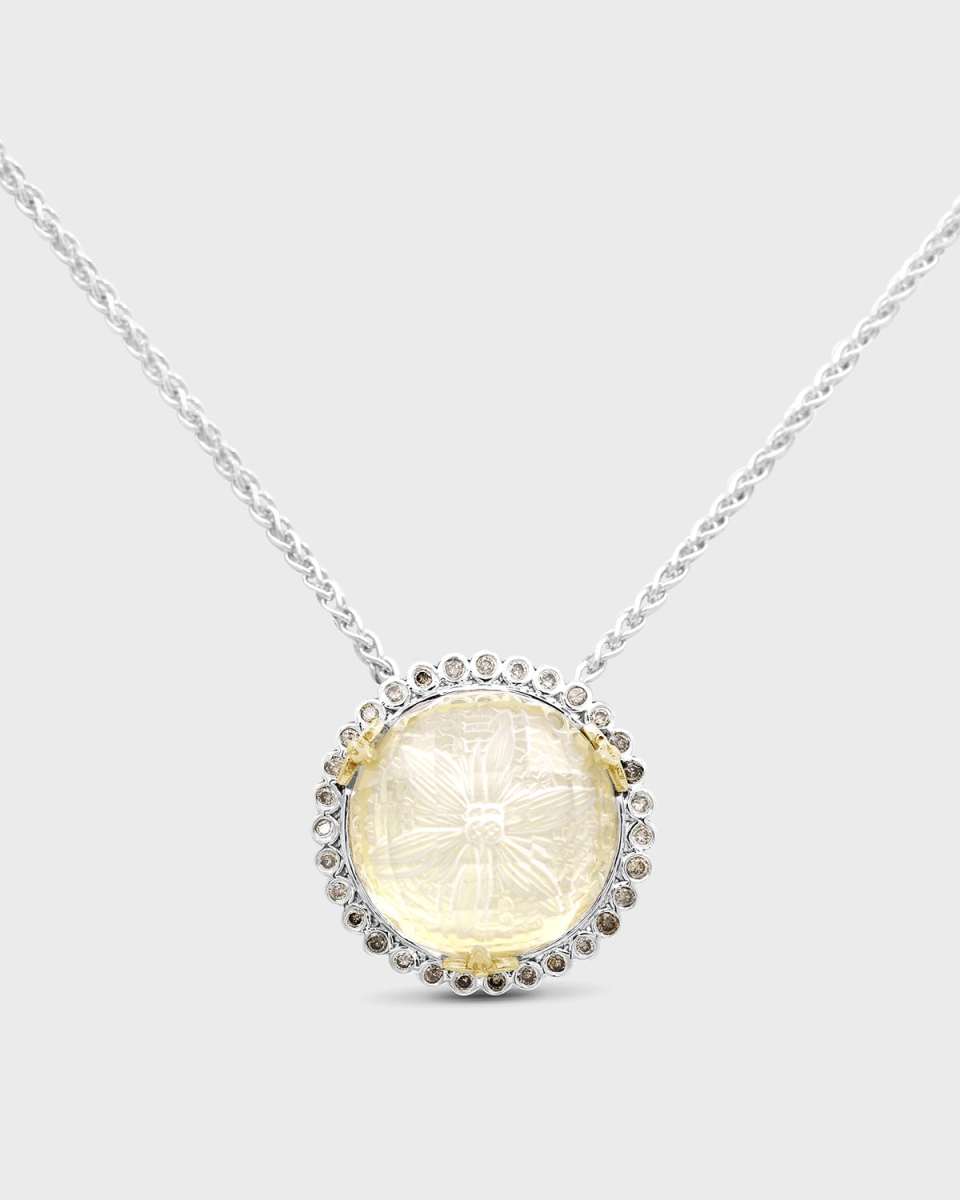 Quartz Gold Lining Champagne Diamond Necklace