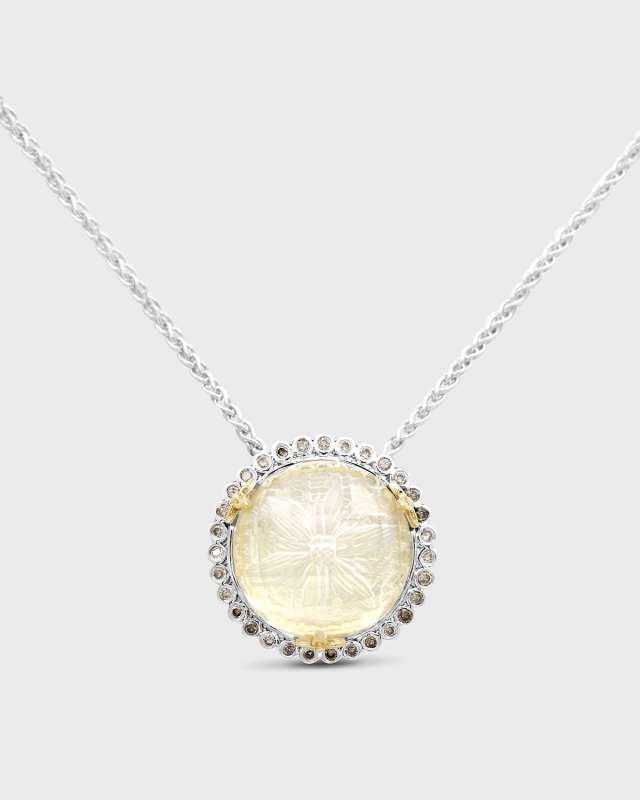 Quartz Gold Lining Champagne Diamond Necklace