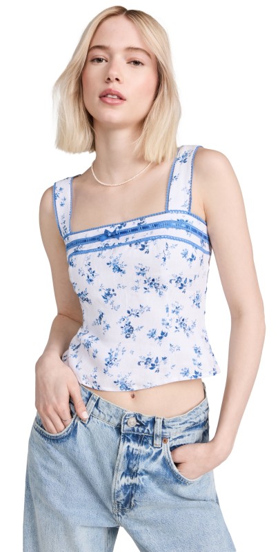 Reformation Eloise Linen Top Orlaya