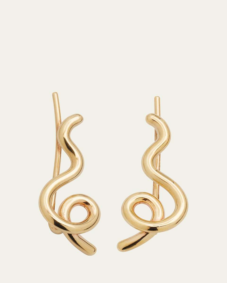 9K Yellow Gold Wow Mini Climber Earrings