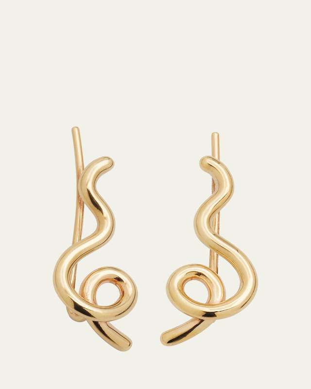 9K Yellow Gold Wow Mini Climber Earrings