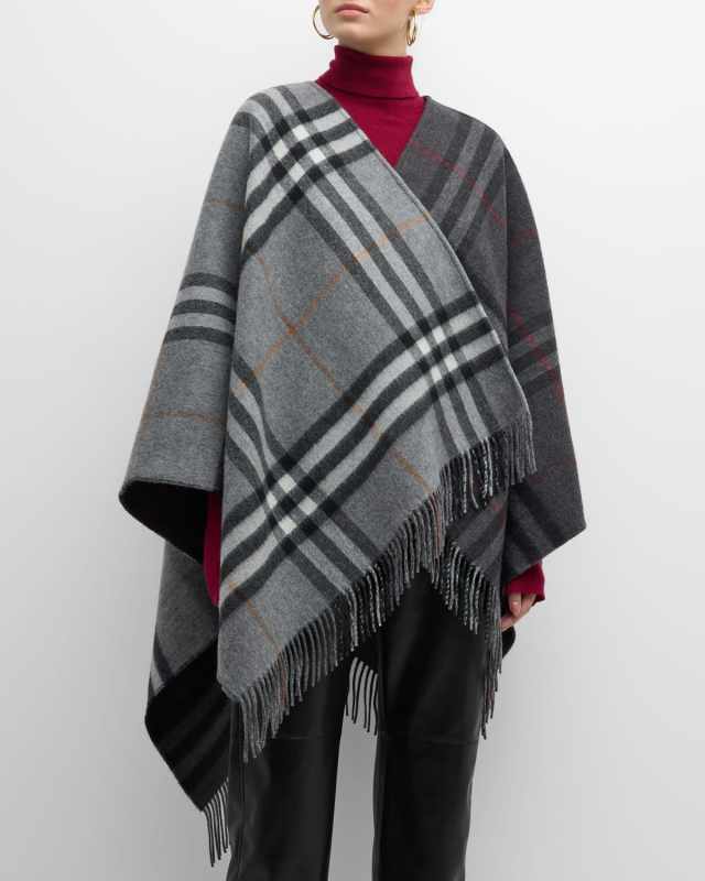 Giant Check Logo Cashmere-Blend Cape