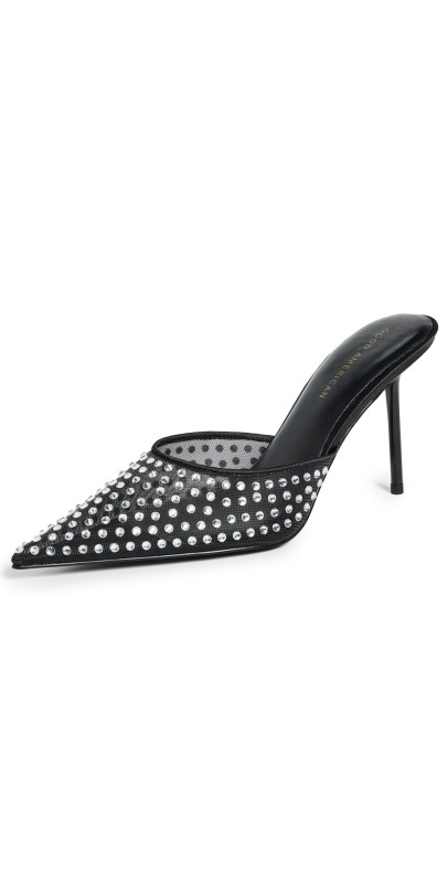 Good American Diamond Mesh Mules Black
