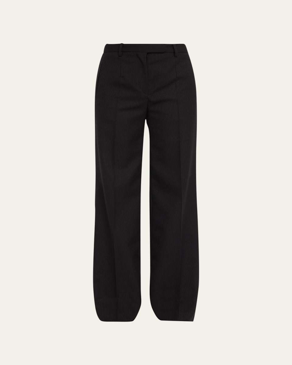 Banew Pinstripe Wool Wide-Leg Trousers