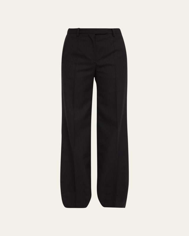 Banew Pinstripe Wool Wide-Leg Trousers