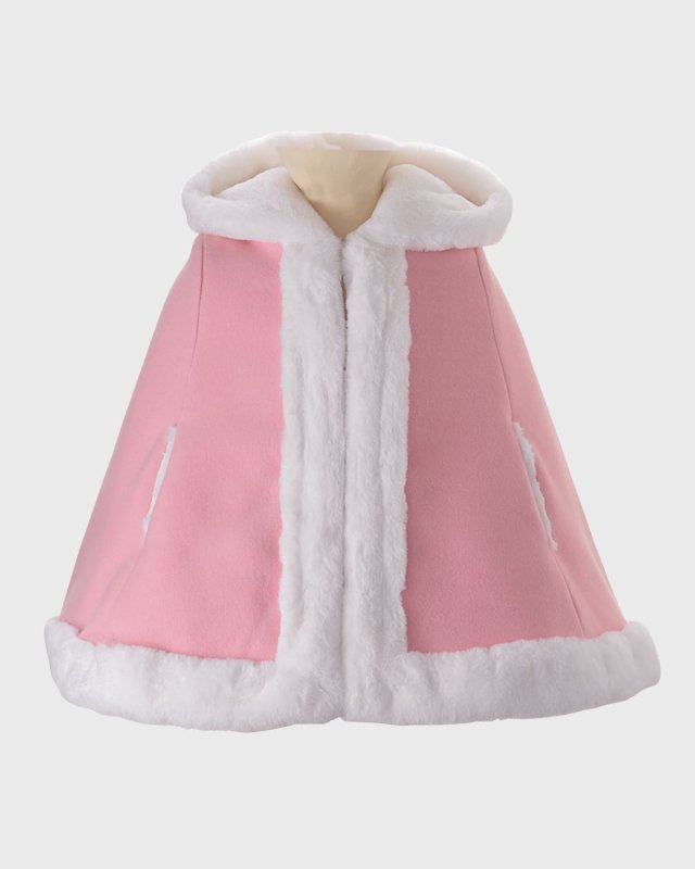 Girl's Faux Fur Trim Cape, Size 2-