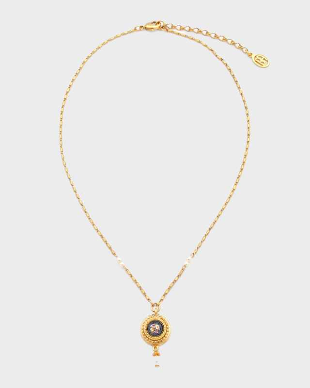 24k Gold-Plated Mosaic Pendant Chain Necklace