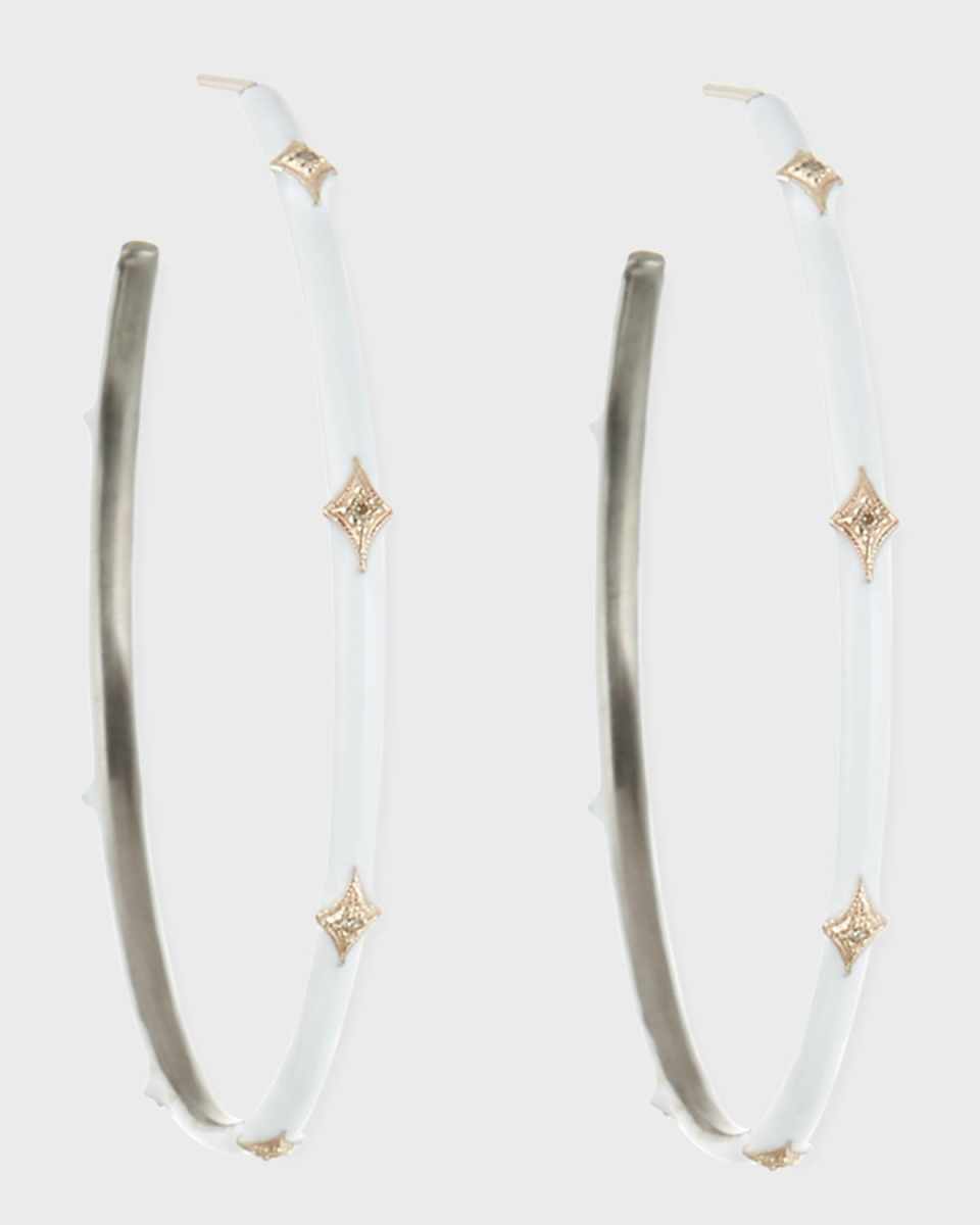New World Enamel Earrings w/ 14k Gold Crivelli