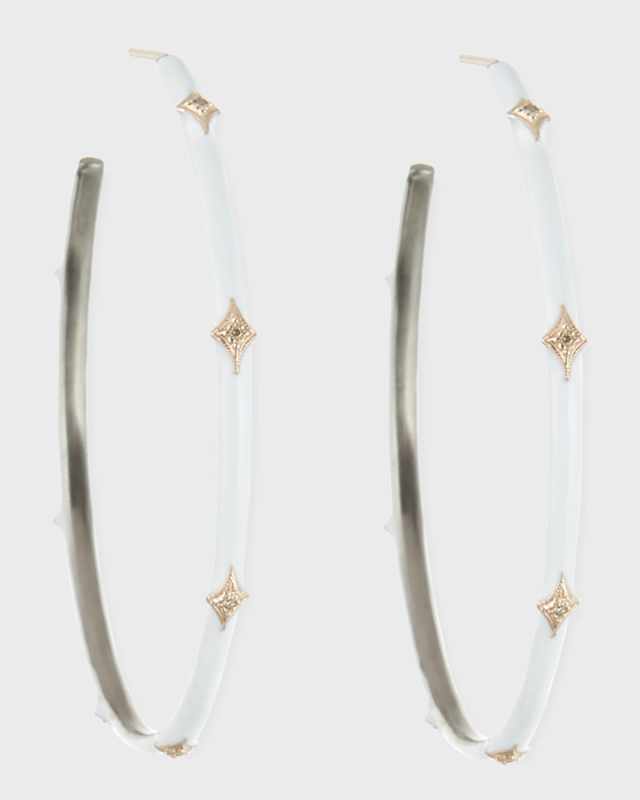New World Enamel Earrings w/ 14k Gold Crivelli
