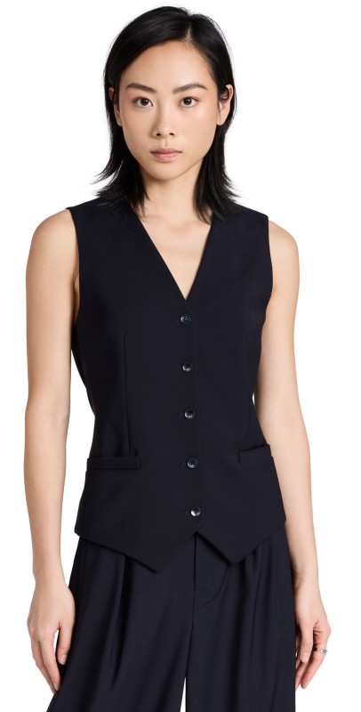 Tibi Tropical Wool Vest Navy