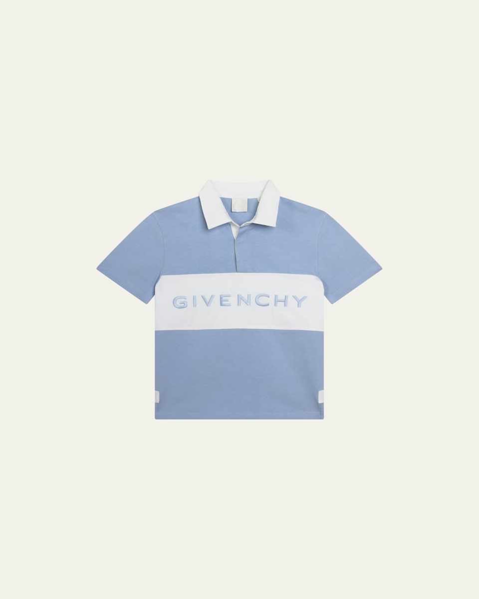 Boy's Two-Tone Logo-Embroidered Short-Sleeve Polo, Size 4-