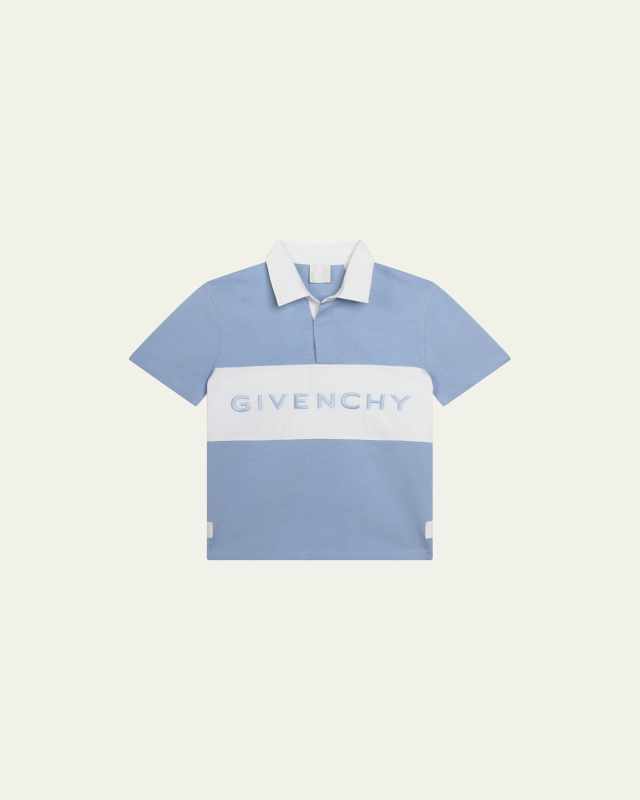 Boy's Two-Tone Logo-Embroidered Short-Sleeve Polo, Size 4-