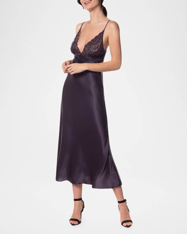 After Dark Charmeuse and Lace Nightgown