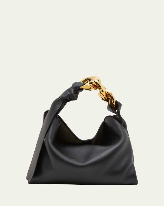 Small Chain Leather Hobo Bag