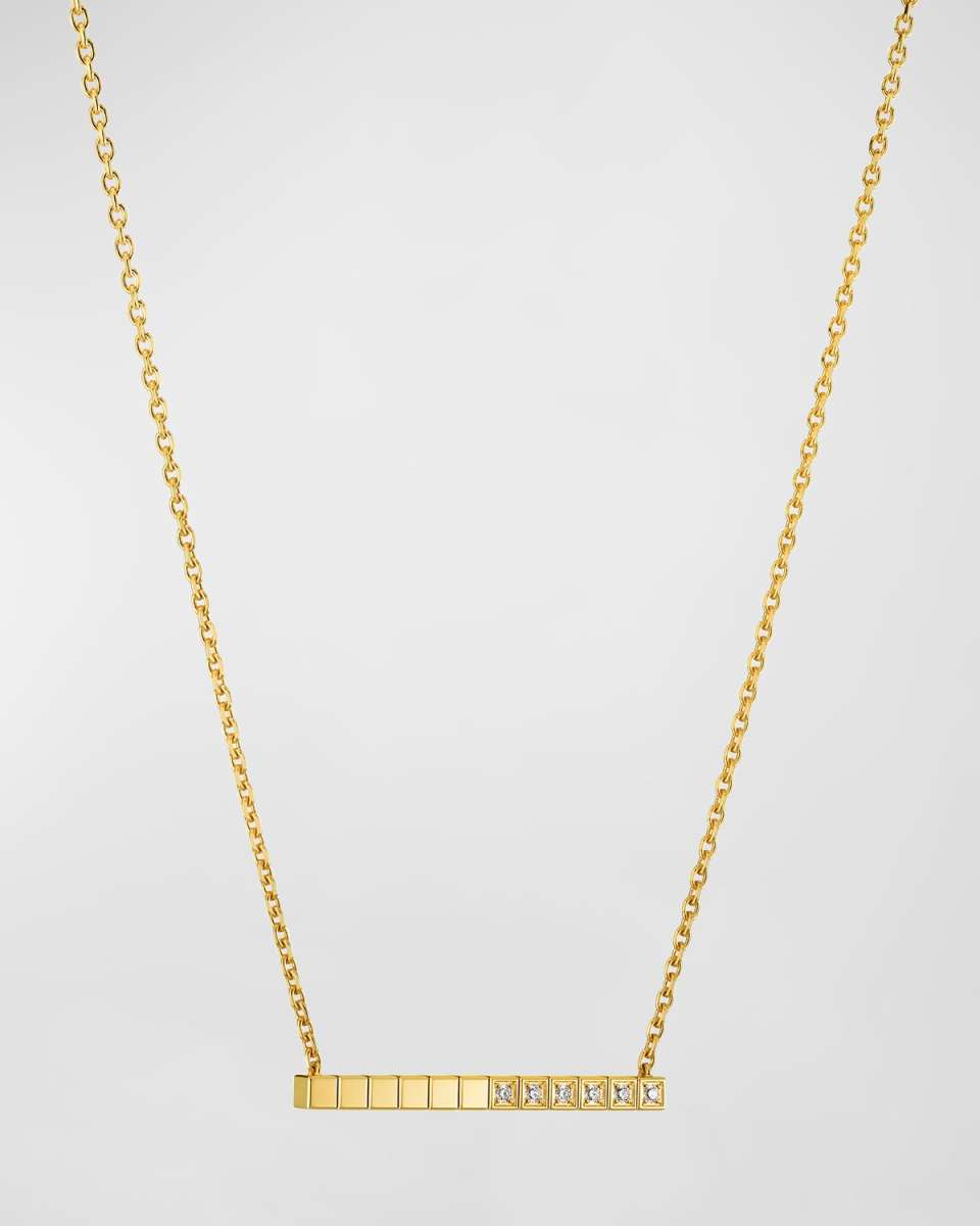 Ice Cube 18K Yellow Gold Diamond Bar Necklace