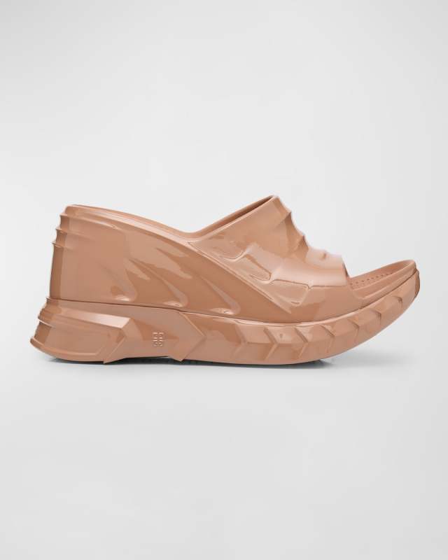 Marshmallow Rubber Wedge Slide Sandals