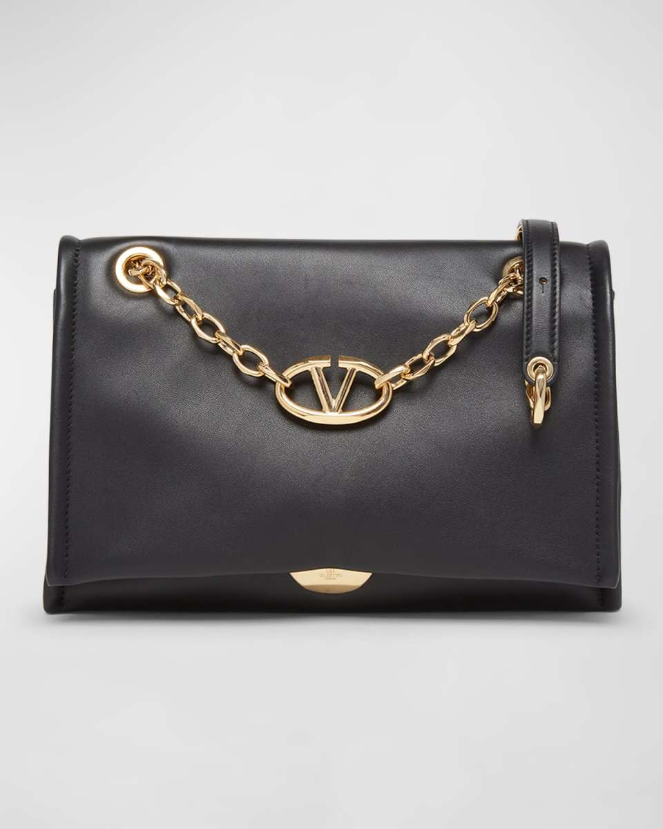 VLOGO Flap Leather Chain Shoulder Bag