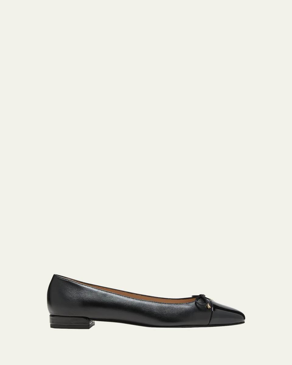 Sleek Mixed Leather Ballerina Flats