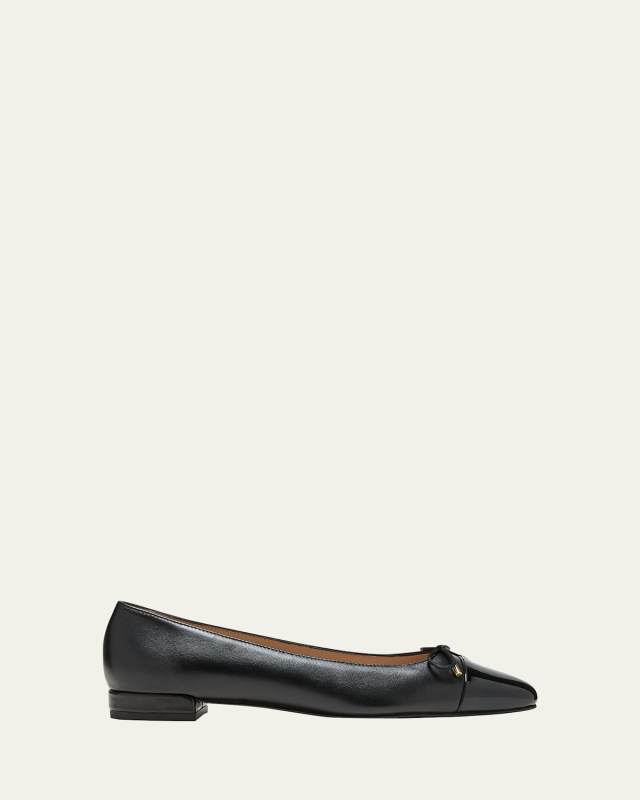 Sleek Mixed Leather Ballerina Flats
