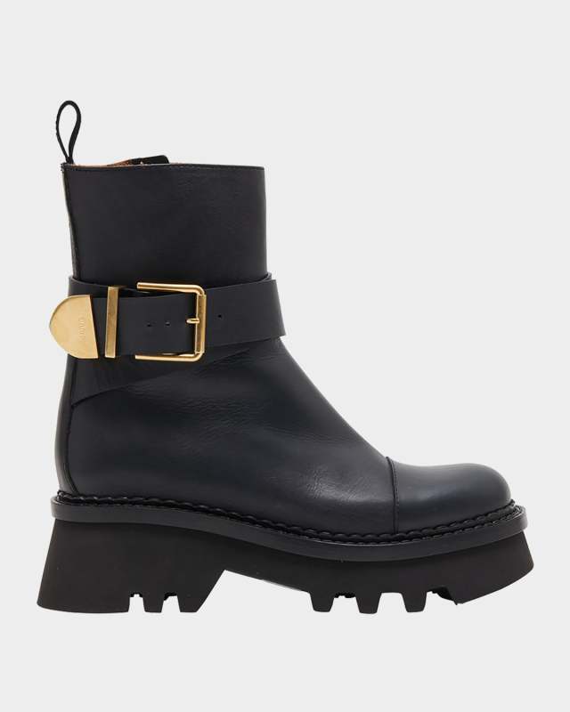 Owena Leather Buckle Boots