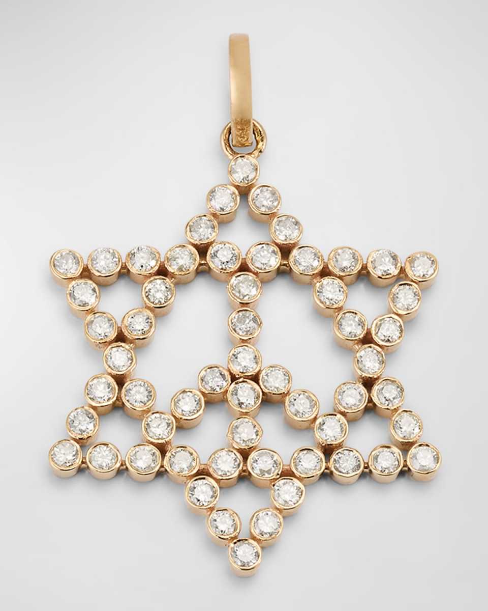 14K Gold Large Star of David Peace Diamond Charm