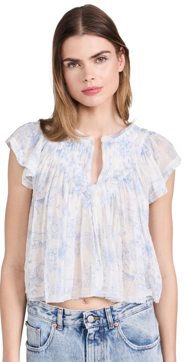 Free People Printed Padma Top Ivory Combo