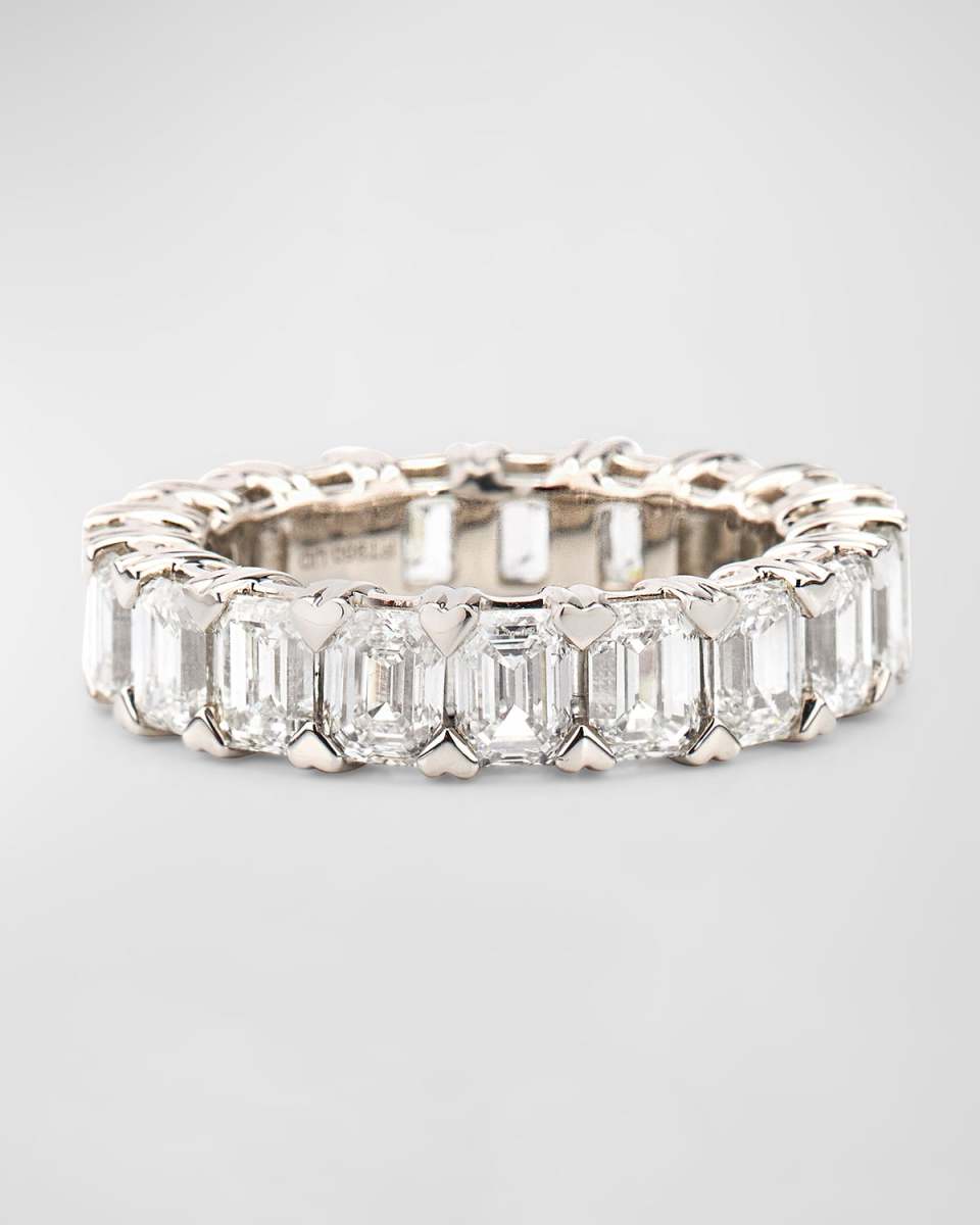 Lab Grown Diamond Platinum Emerald Cut Eternity Ring, 7.0tcw, Size 7