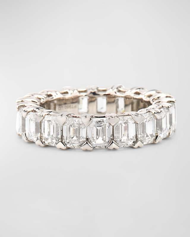 Lab Grown Diamond Platinum Emerald Cut Eternity Ring, 7.0tcw, Size 7