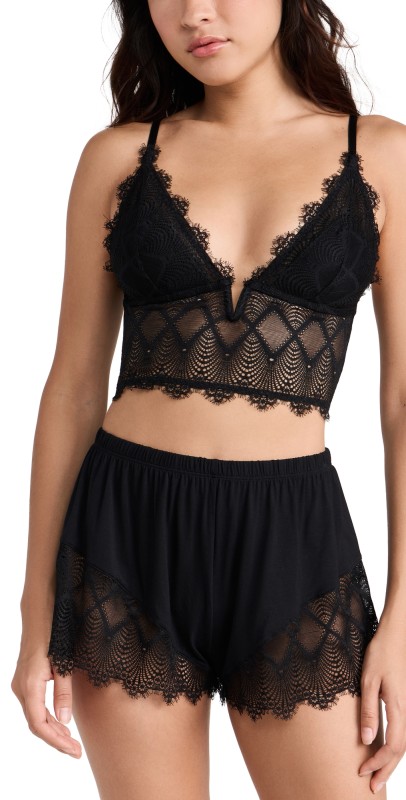 Cosabella Allure Sleep Cami Boxer Boxer PJ Set Black